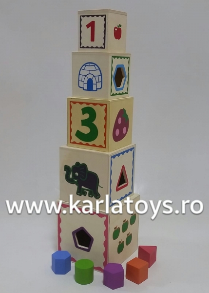 Turn Cuburi din Lemn - Set Cuburi din Lemn Montessori [1]
