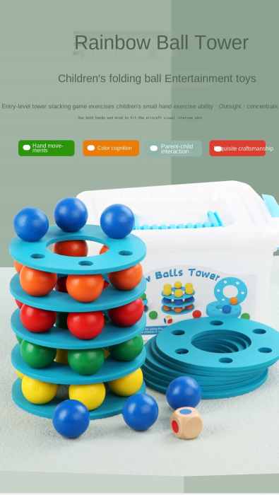 Joc de Stivuire Turnul cu Bile Curcubeu Jenga [4]