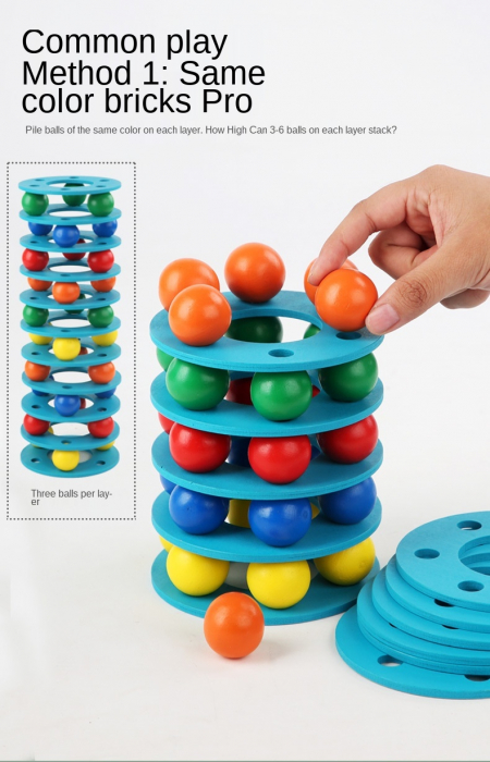 Joc de Stivuire Turnul cu Bile Curcubeu Jenga [7]