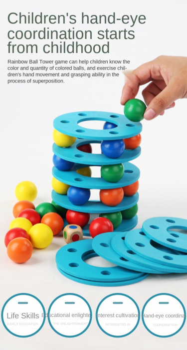 Joc de Stivuire Turnul cu Bile Curcubeu Jenga [5]