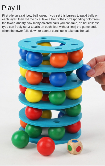 Joc de Stivuire Turnul cu Bile Curcubeu Jenga [12]