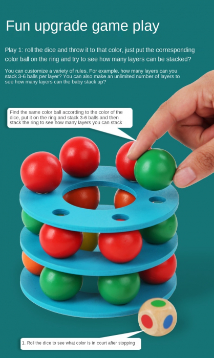 Joc de Stivuire Turnul cu Bile Curcubeu Jenga [10]