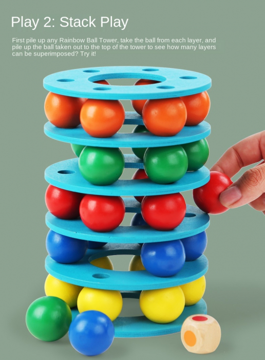 Joc de Stivuire Turnul cu Bile Curcubeu Jenga [8]