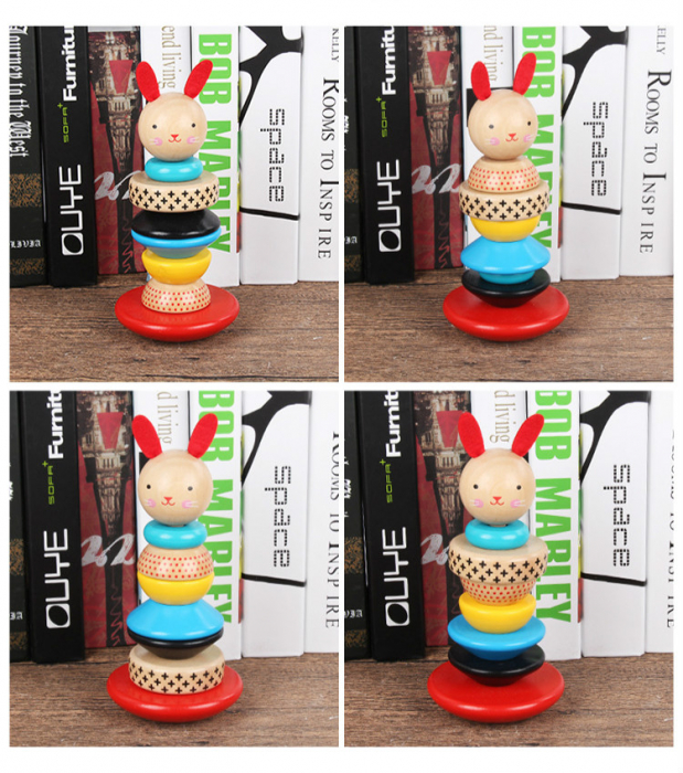 Turnuletul curcubeu din lemn Tumbler Iepuras Shake [5]