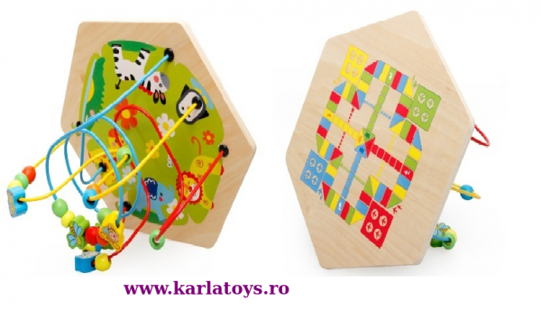 Cub Hexagonal Multifunctional din Lemn 8 in 1 cu Joc de Societate cu Pioni [8]