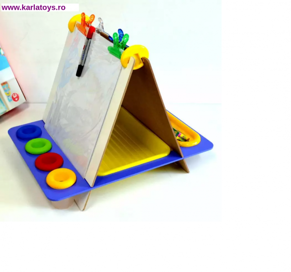 Tabla educativa  de birou din lemn  2 in 1 Easel cu accesorii [4]
