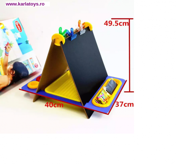 Tabla educativa  de birou din lemn  2 in 1 Easel cu accesorii [5]