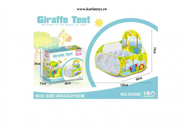 Piscina copii Girafa cu mini cos 100 bile - Tarc bebe Girafa 100 bile [2]
