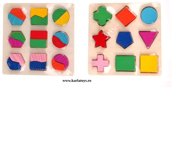 Set 2 Puzzle Sortator  Forme geometrice  Montessori 3D [4]