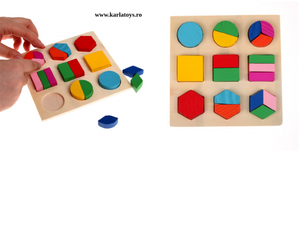 Set 2 Puzzle Sortator  Forme geometrice  Montessori 3D [5]
