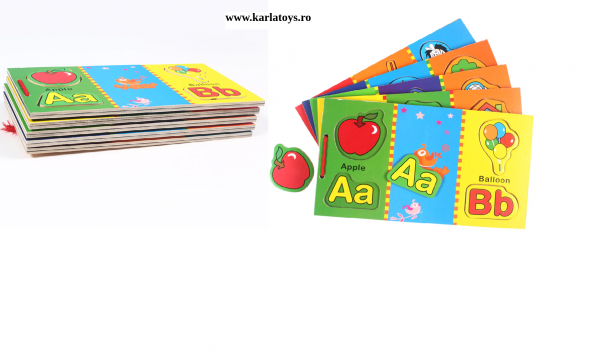 Carte din Lemn Alfabet si Imagini Magnetice [2]