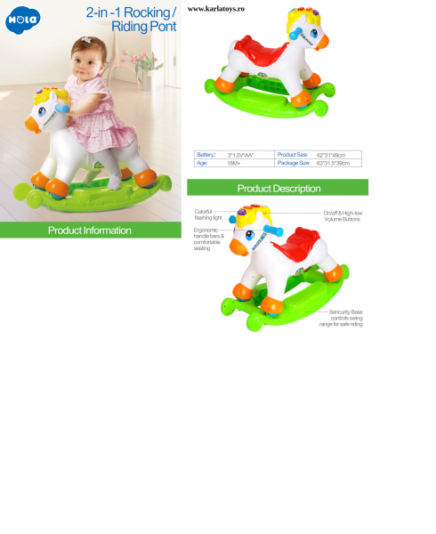 Balansoar Pony 2 in 1  cu sunete Hola [2]