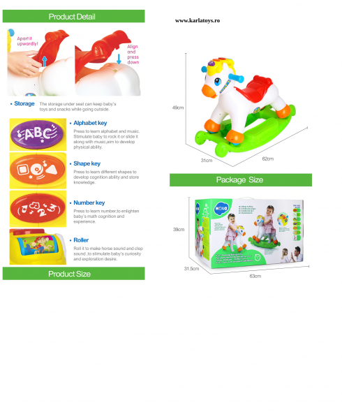 Balansoar Pony 2 in 1  cu sunete Hola [4]
