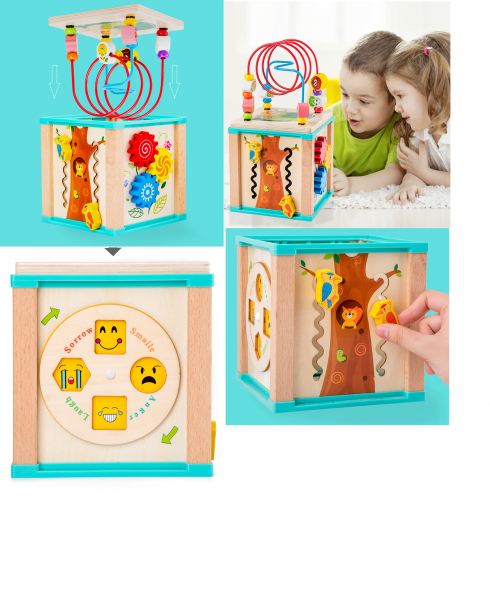 Cub Interactiv Lemn Bufnita cu Ceas 5 in 1 [9]