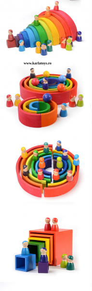 Cuburi din Lemn Curcubeu Montessori [3]