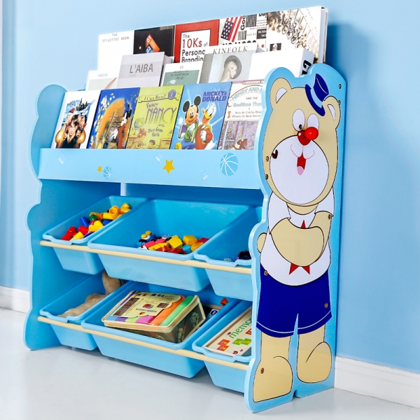 Organizator Jucarii Lemn cu Raft Cartii Onshine Ursulet Raft de jucarii din lemn [2]