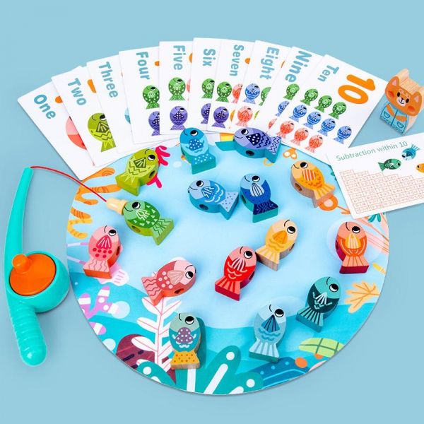 Joc Montessori din lemn Pescuit Magnetic invatare numere [5]