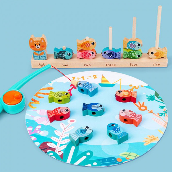 Joc Montessori din lemn Pescuit Magnetic invatare numere [2]