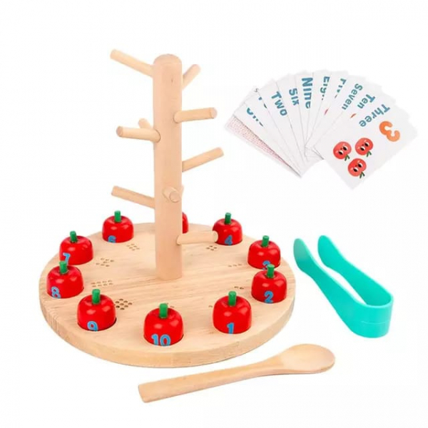 Joc educativ montessori din lemn Pomul cu Mere [6]