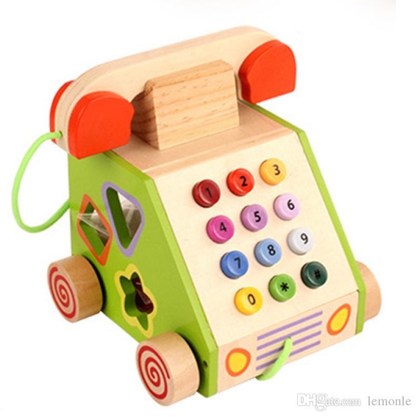 Jucarie din Lemn Telefon cu Forme si Cifre [3]
