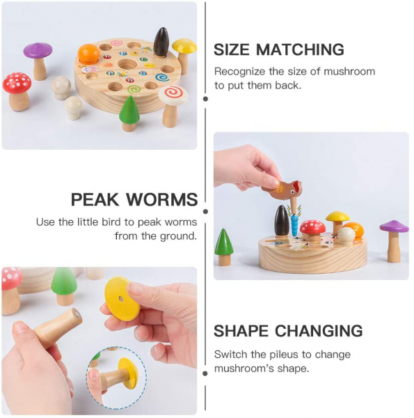 Joc din Lemn Montessori Magnetic Ciuperci de cules [3]