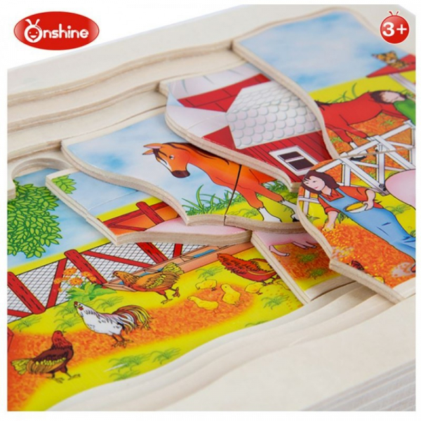 Joc din lemn Puzzle in straturi Onshine Animale [5]