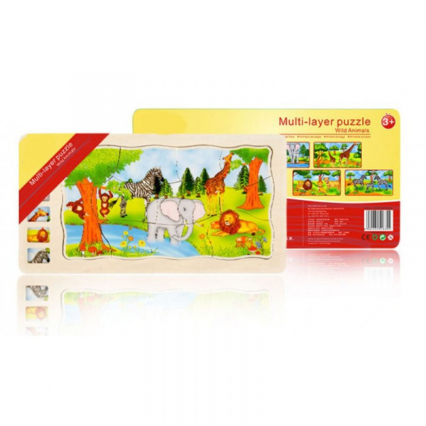 Joc din lemn Puzzle in straturi Onshine Animale [6]