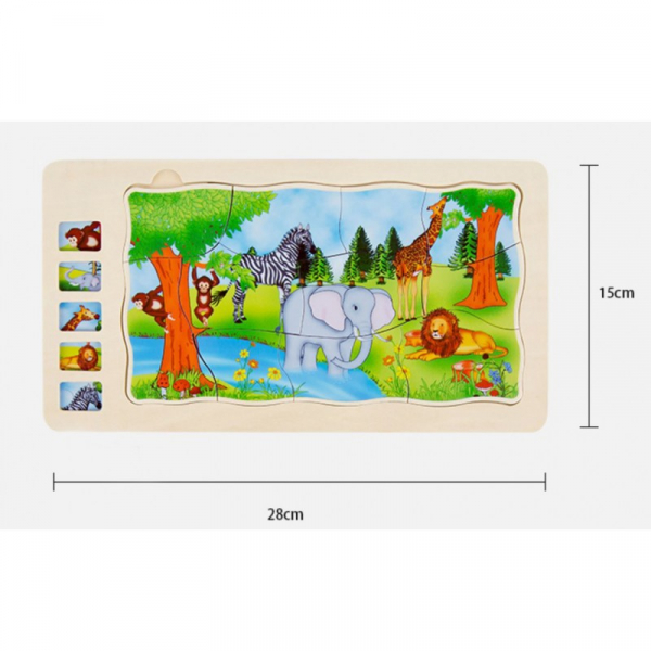 Joc din lemn Puzzle in straturi Onshine Animale [8]