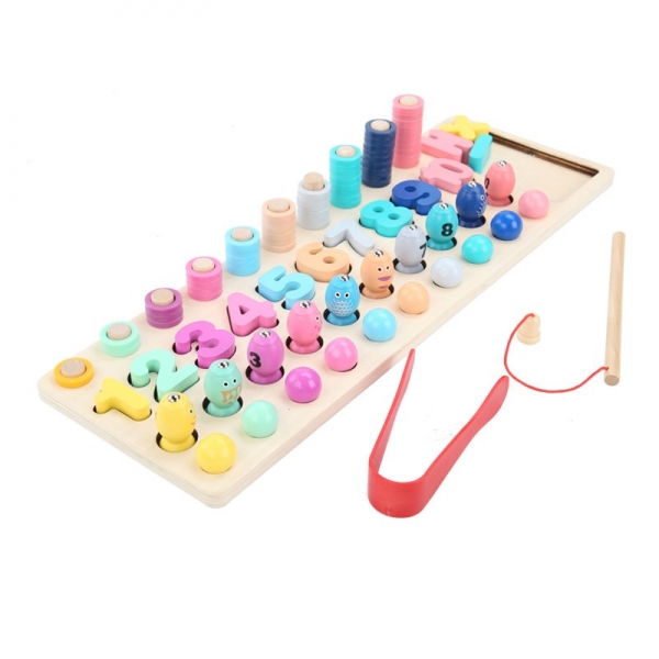 Joc Montessorii din Lemn 4 in 1 - Joc de Pescuit si Cifre 4 in 1 [6]