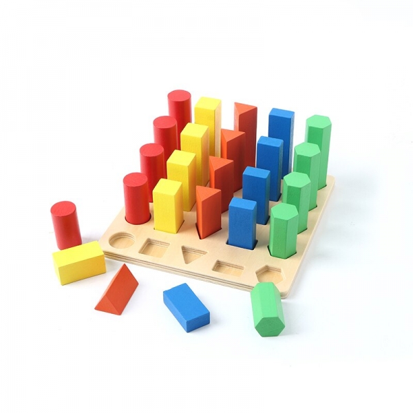 Joc lemn montessori forme geometrice - Joc Montessori Scara din lemn învățare lungime formă geometrică [4]
