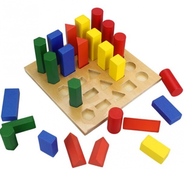 Joc lemn montessori forme geometrice - Joc Montessori Scara din lemn învățare lungime formă geometrică [6]
