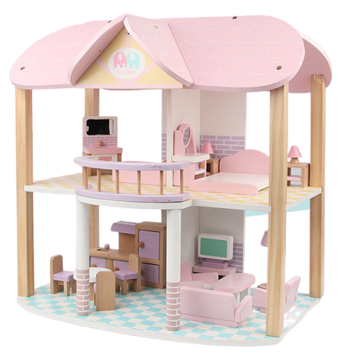 Casuta de papusi  lemn Msn mobilata - Wooden House Dolls [2]