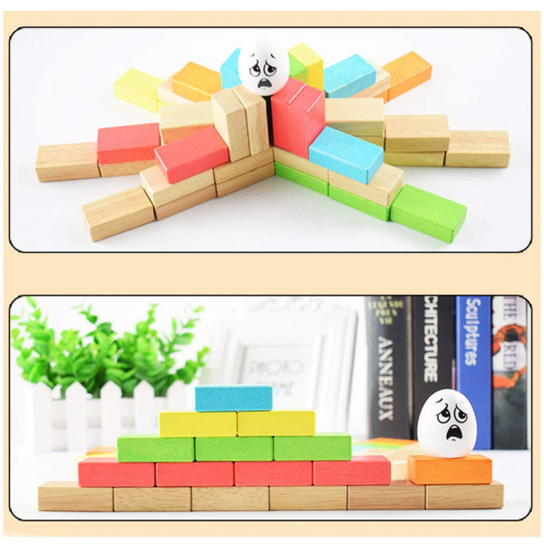 Joc din Lemn Cuburi de construit Zidul - Joc Puzzle Jenga Zidul [5]