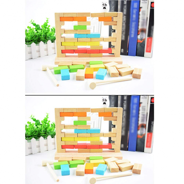 Joc din Lemn Cuburi de construit Zidul - Joc Puzzle Jenga Zidul [7]