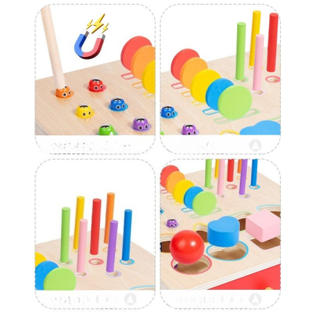 Cutie Activitati Montessori 4 in 1 Lemn, 27 Piese, Sertar [1]