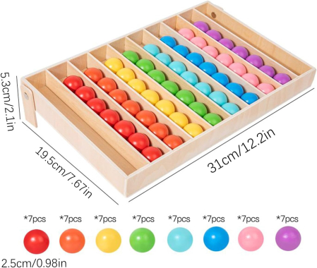 Joc Sortare Bile Colorate Lemn — Colored Balls in Place, 3 Ani+ STEM [2]