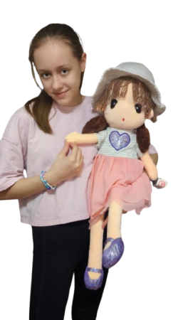 Jucarii - Jucarie de Plus Papusa Kawaii 80 cm cu Palarie si Fustita din Tull Mov