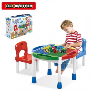 Masute cu activitatii - Masa tip Lego cu 2 Scaune 2 in 1 Compatibila cu Piesele Lego