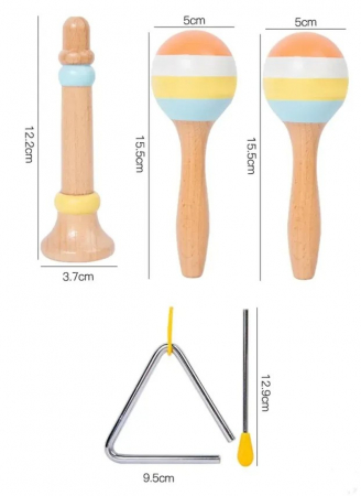 Set Instrumente Muzicale Montessori din Lemn 6 Instrumente [6]