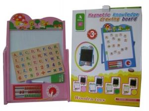 Table educative (3 ani +) - Tabla educativa cu ceas si abac rama colorata galbena