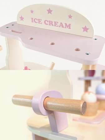 Carucior din Lemn Stand de Inghetata, Joc de Rol Montessori [3]