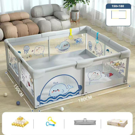 Camera copilului - Tarc de Joaca pentru Bebelusi cu 60 de Bile si Covor Termoizolant – 150 × 180 cm