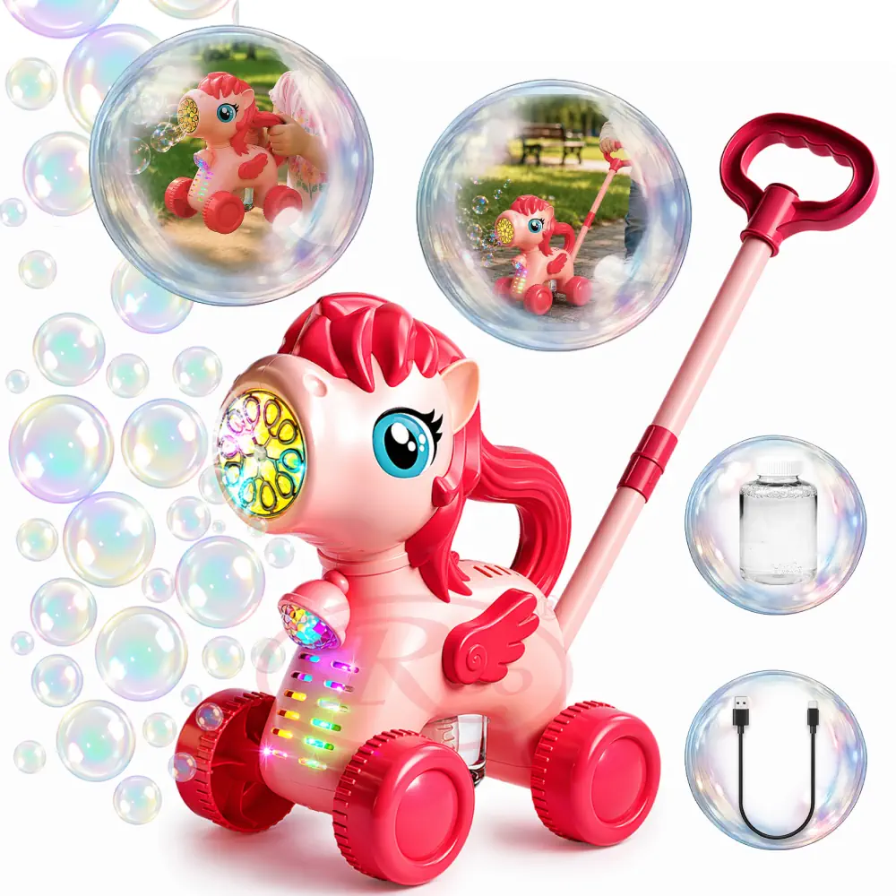 Jucării exterior - Jucarie Unicorn cu Baloane de Sapun si LED, 2 in 1, Reincarcabila USB