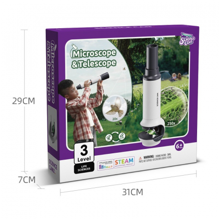 Set scule - Truse doctor copii ( 3 ani +) - Microscop si Telescop 2 in 1 pentru Copii
