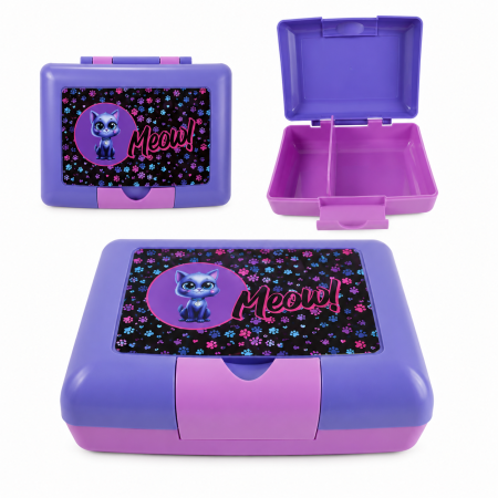 Accesorii de Scoala - Cutie Sandwich Compartimentata Meow, Pisicuta, 900 ml