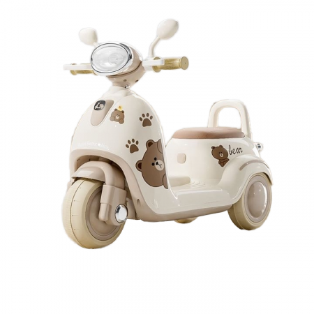 Masinute electrice 6V - Motocicleta electrica pentru copii 6V 4Ah cu lumina LED muzica Bej
