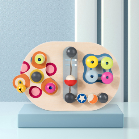 Jocuri educative (3 ani +) - Busy Board din Lemn Montessori - Jucarie Educationala pentru Abilitati Motrice Fine