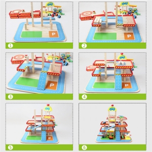 Jucarie Parcare din Lemn Public Garage cu Accesorii [4]