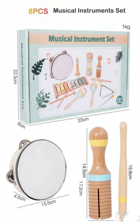 Set Instrumente Muzicale Montessori din Lemn 6 Instrumente [5]