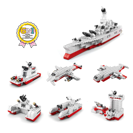 Cuburi Constructie STEM 1000 Piese Ocean Nave 6 in 1 – Set Naval Creativ [3]